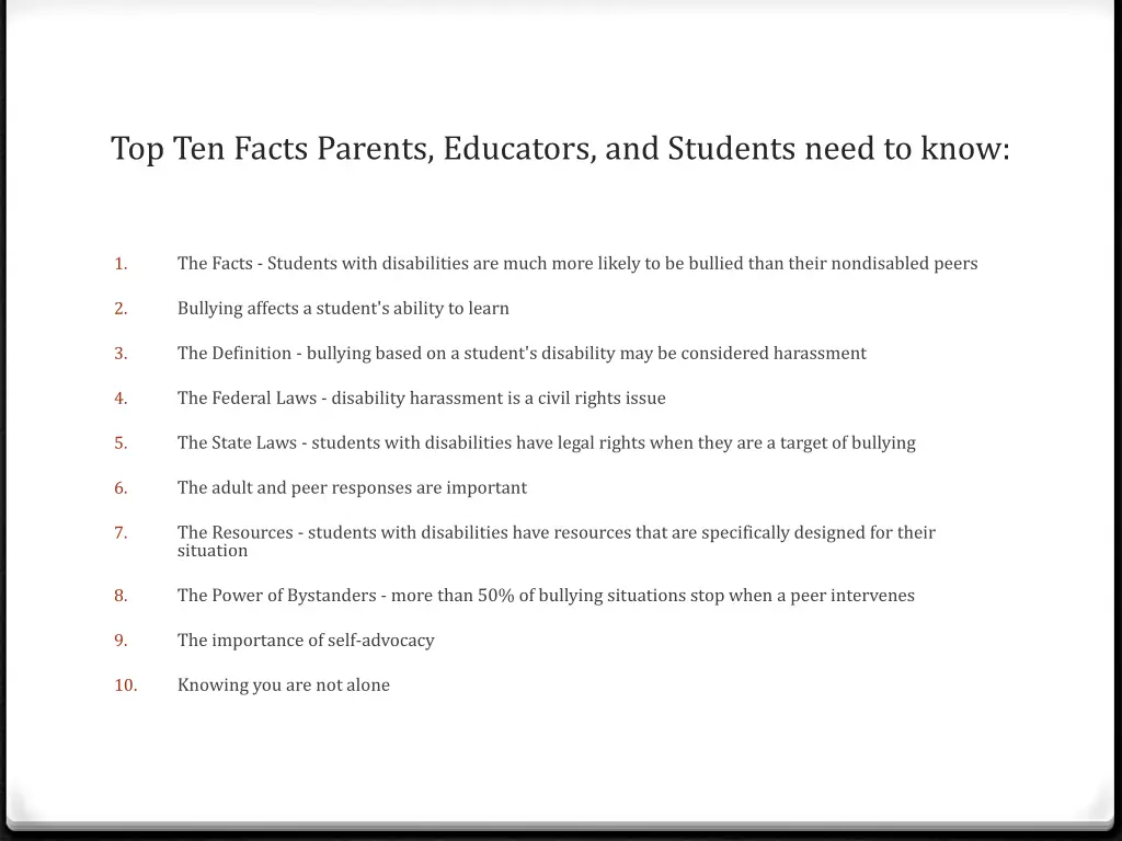 top ten facts parents educators and students need