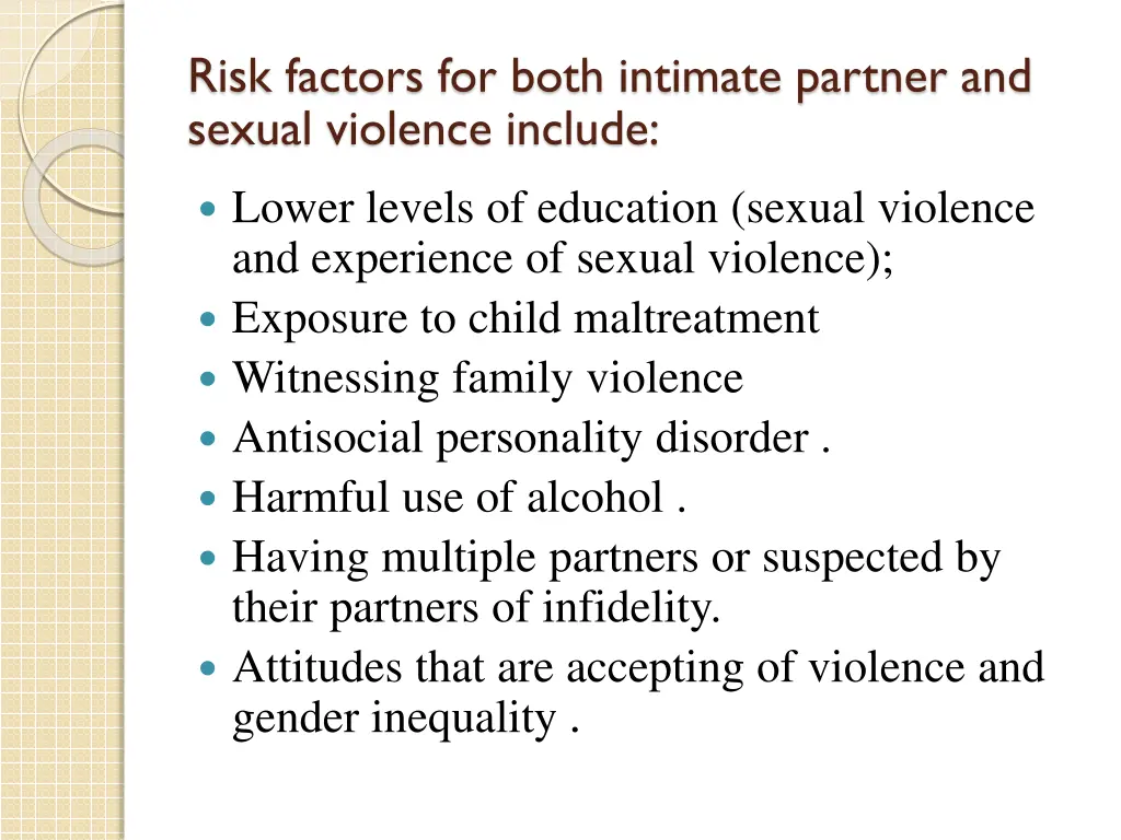 risk factors for both intimate partner and sexual