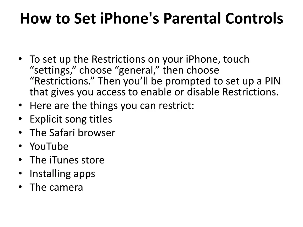 how to set iphone s parental controls