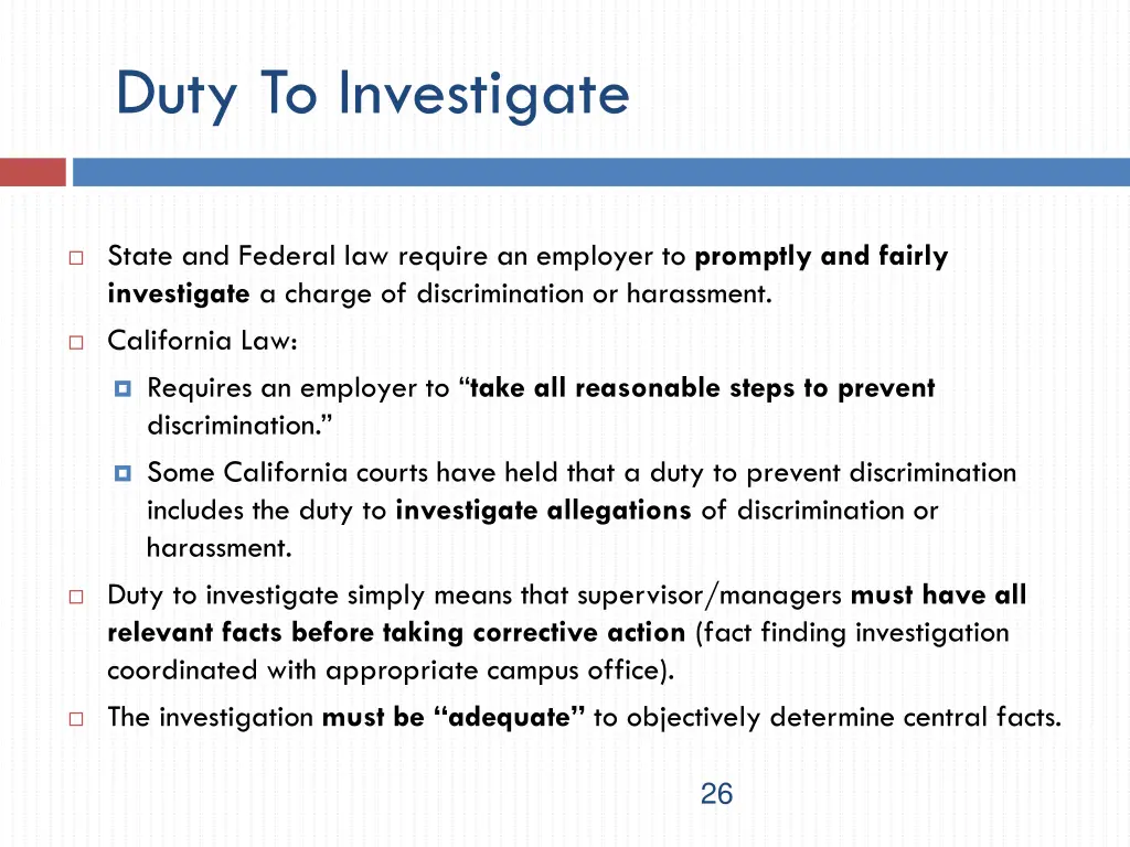 duty to investigate