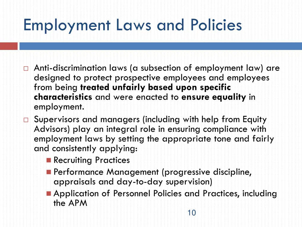 employment laws and policies