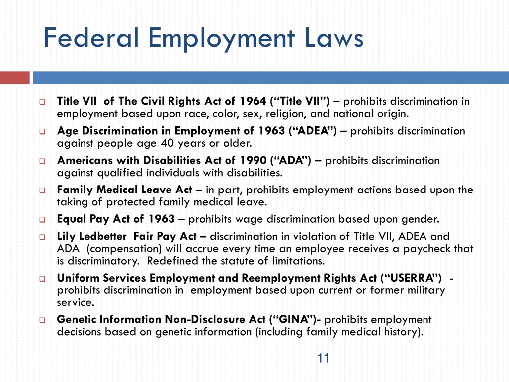 federal employment laws title vii of the civil