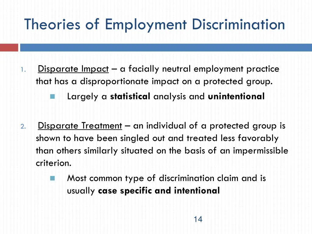 theories of employment discrimination