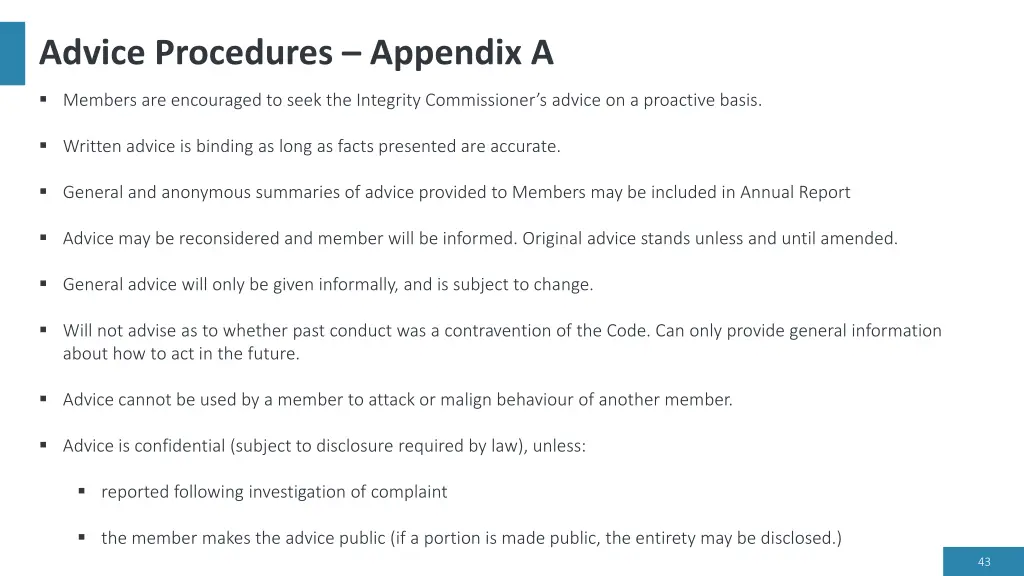 advice procedures appendix a