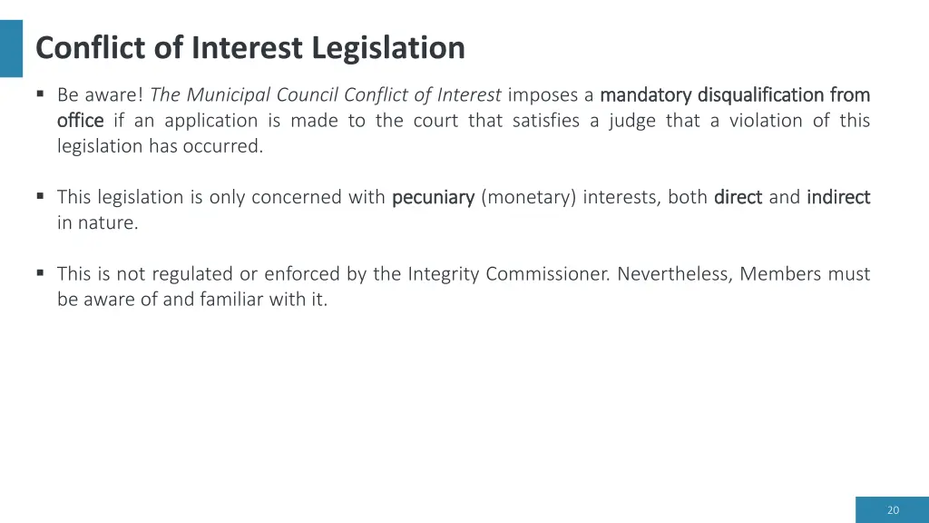 conflict of interest legislation