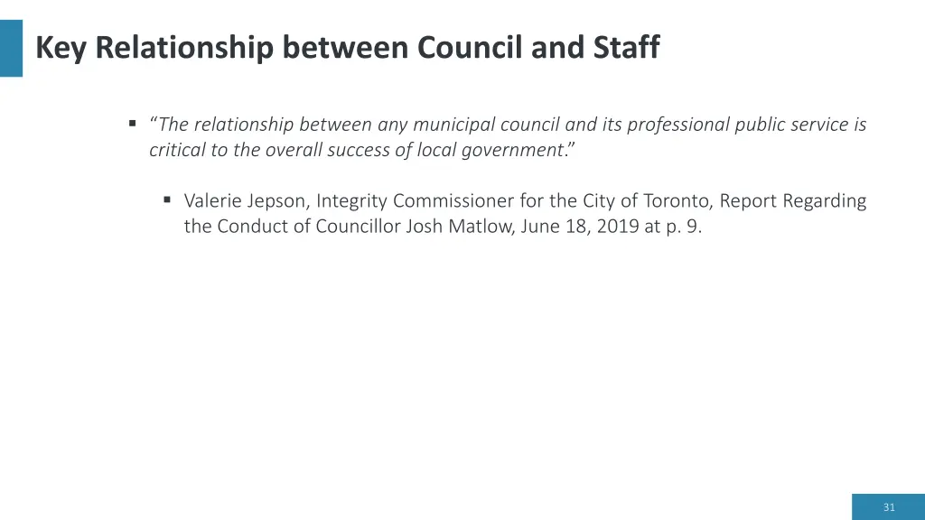 key relationship between council and staff