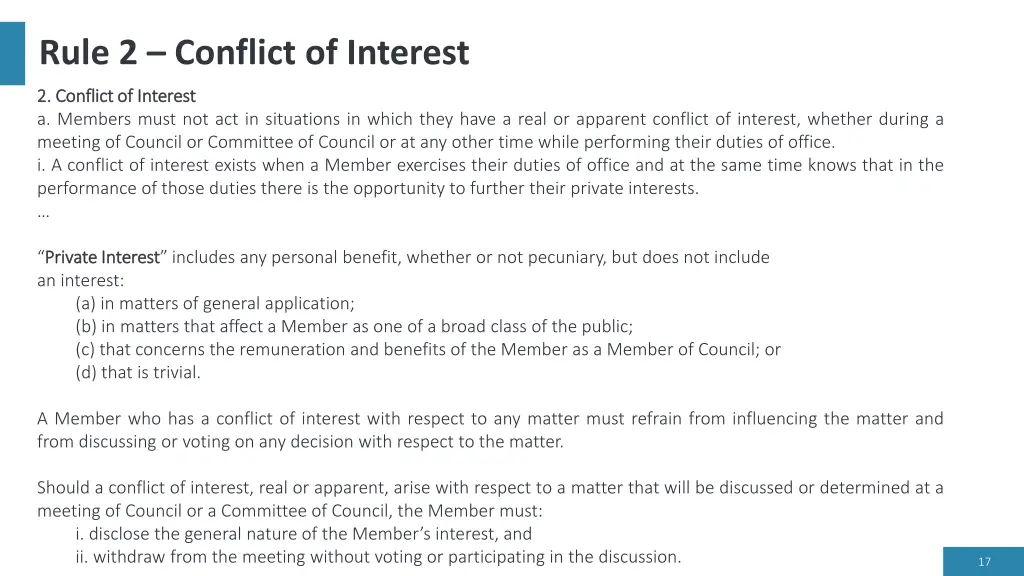 rule 2 conflict of interest