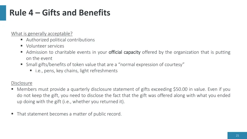 rule 4 gifts and benefits 2