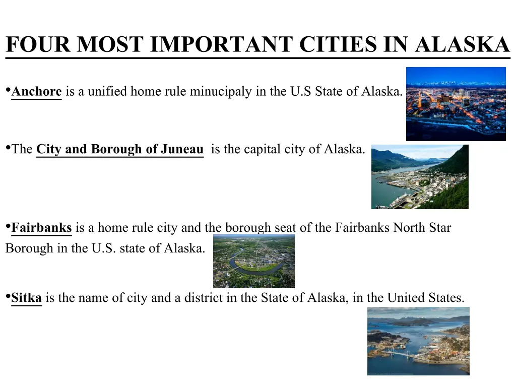 four most important cities in alaska