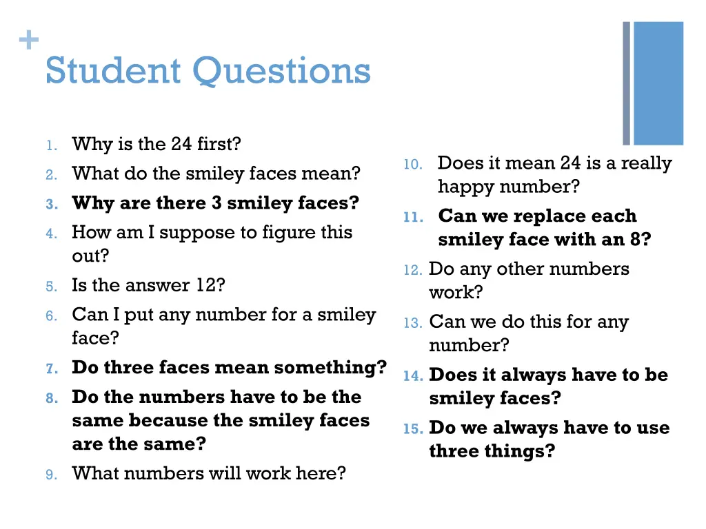 student questions 1