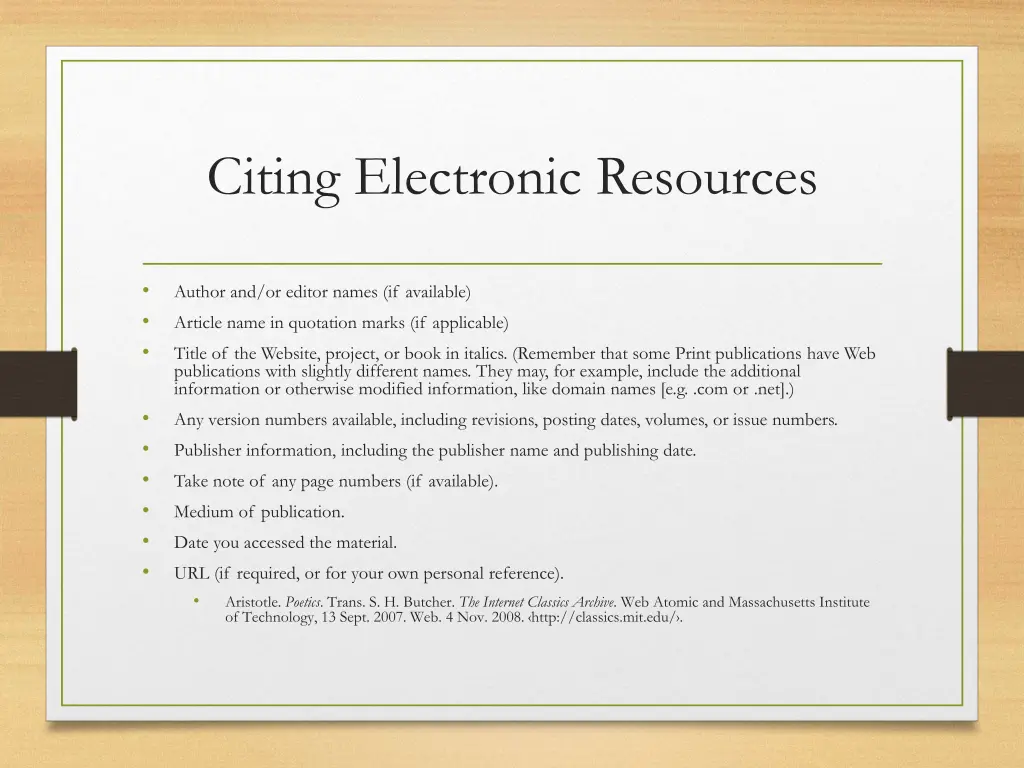 citing electronic resources