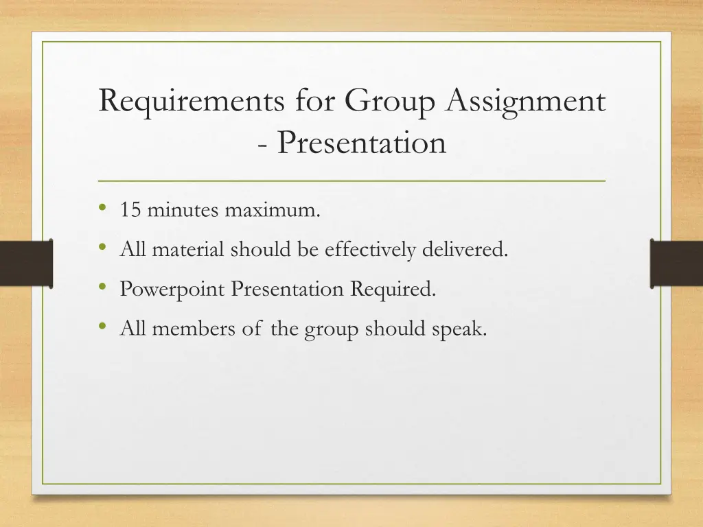 requirements for group assignment presentation