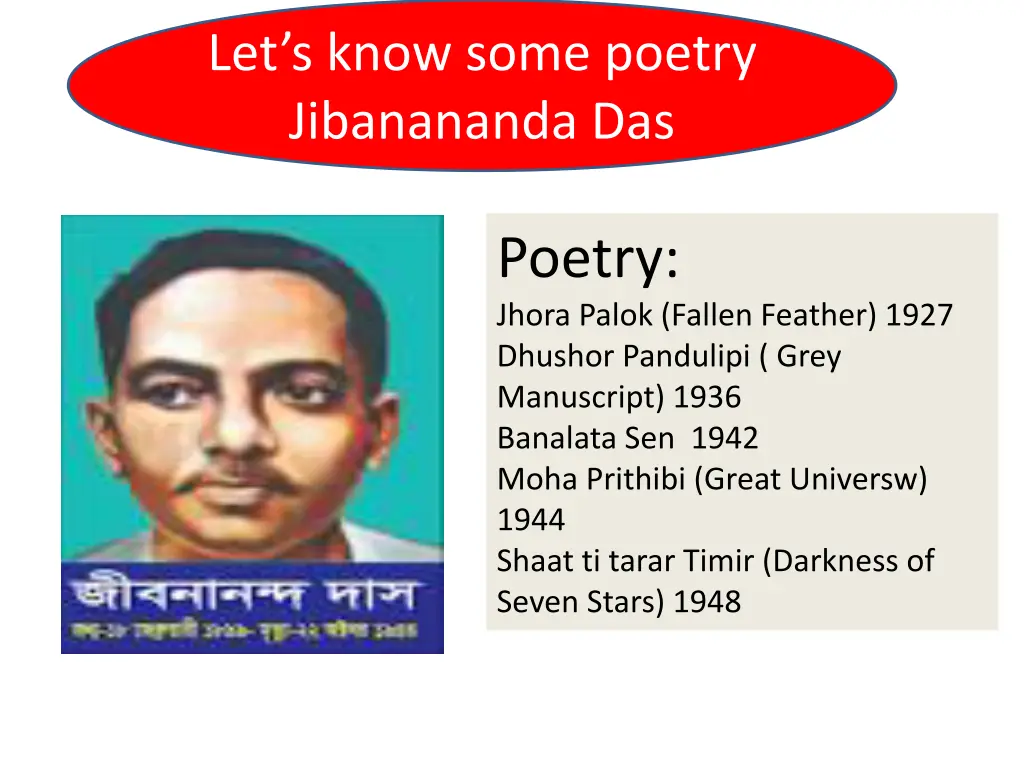 let s know some poetry jibanananda das