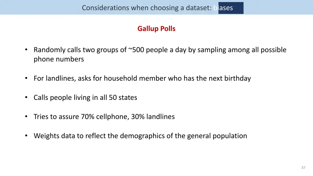 considerations when choosing a dataset biases 3