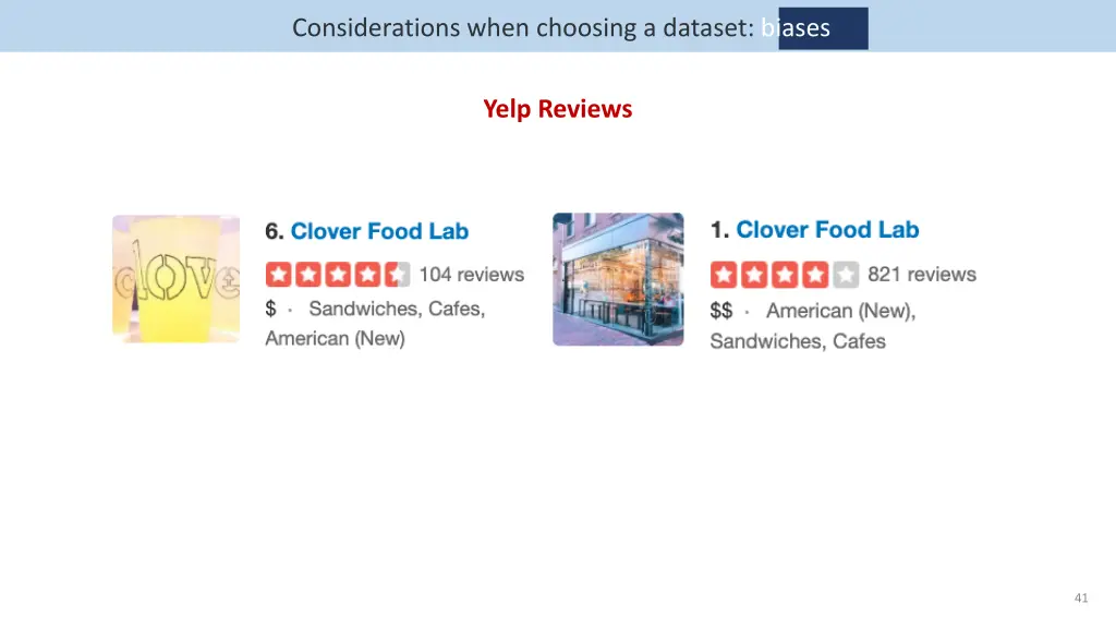 considerations when choosing a dataset biases 7