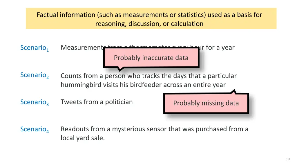 factual information such as measurements 1