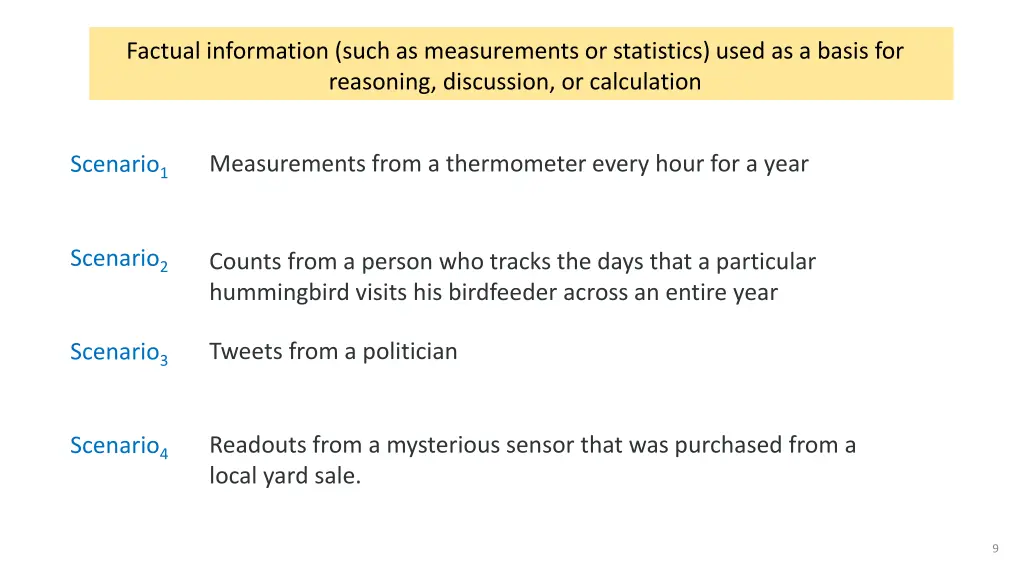 factual information such as measurements