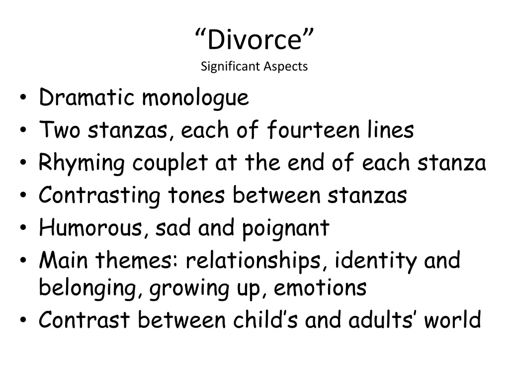 divorce significant aspects