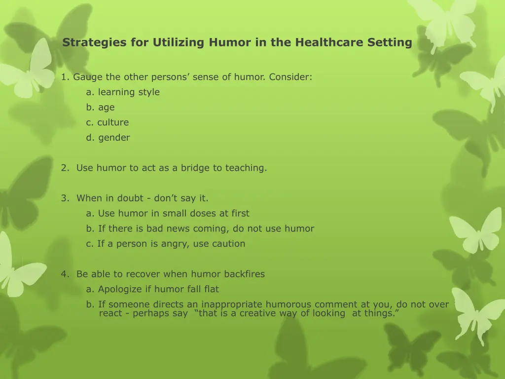 strategies for utilizing humor in the healthcare