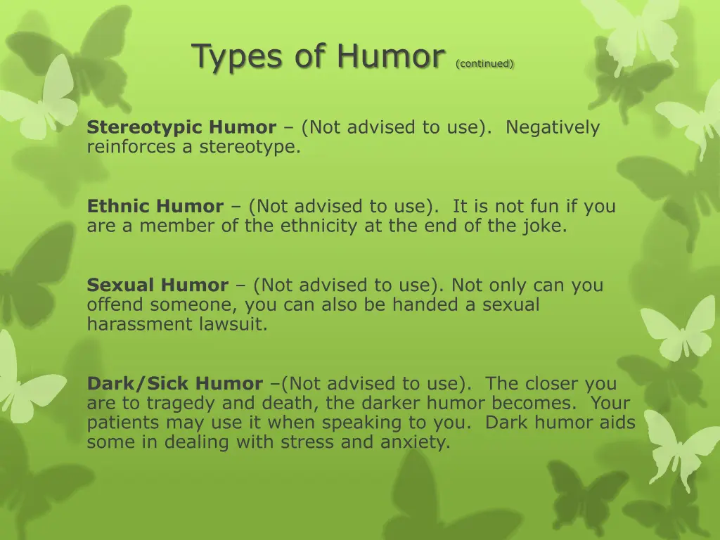 types of humor continued