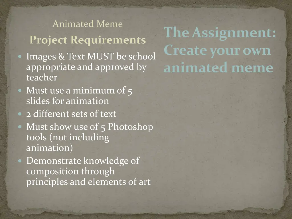 animated meme project requirements