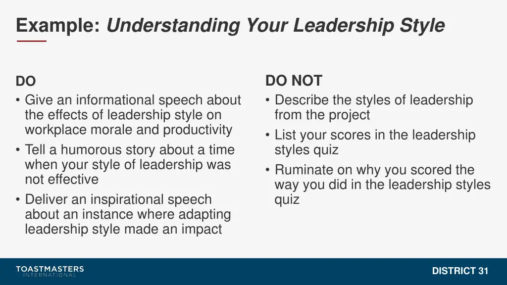 example understanding your leadership style