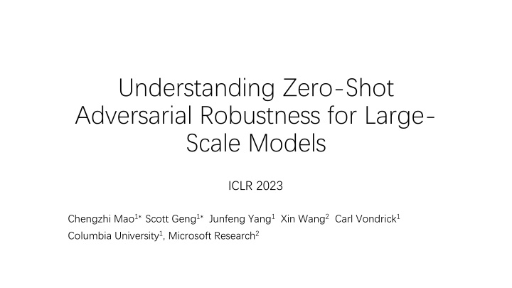 understanding zero shot adversarial robustness