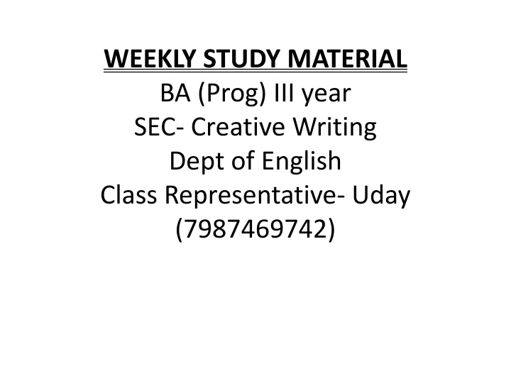 weekly study material ba prog iii year