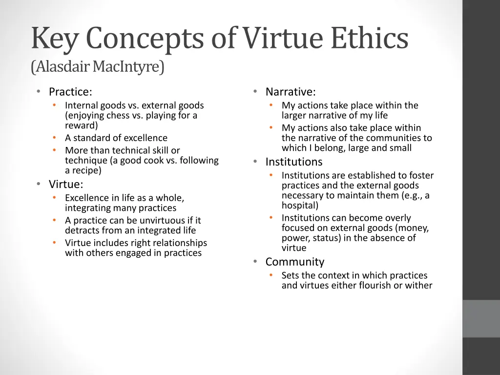 key concepts of virtue ethics alasdair macintyre