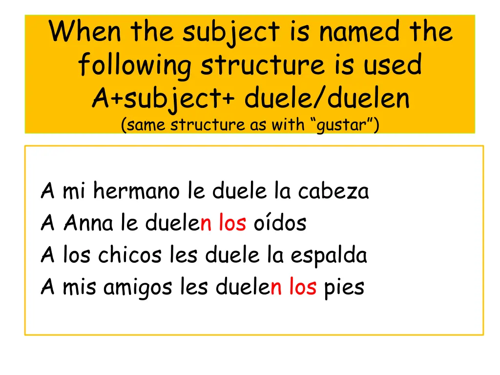 when the subject is named the following structure