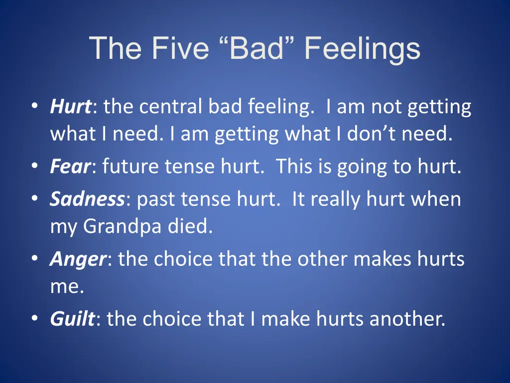 the five bad feelings