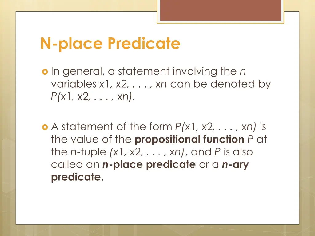 n place predicate