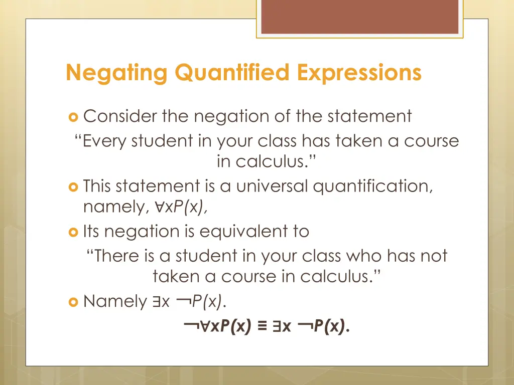 negating quantified expressions