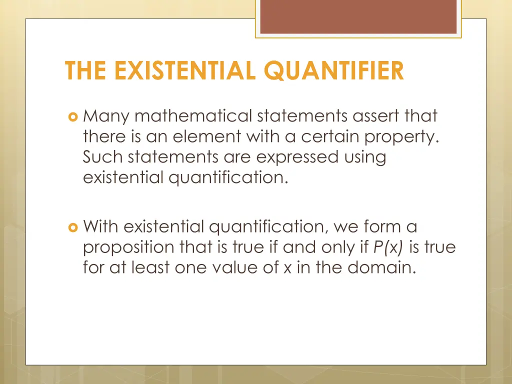 the existential quantifier