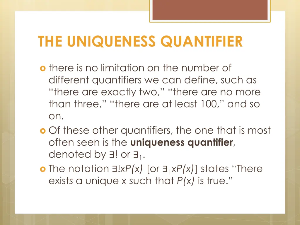 the uniqueness quantifier