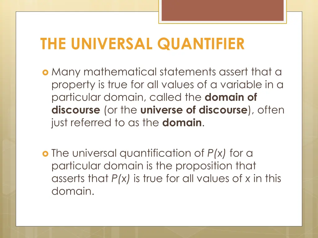 the universal quantifier