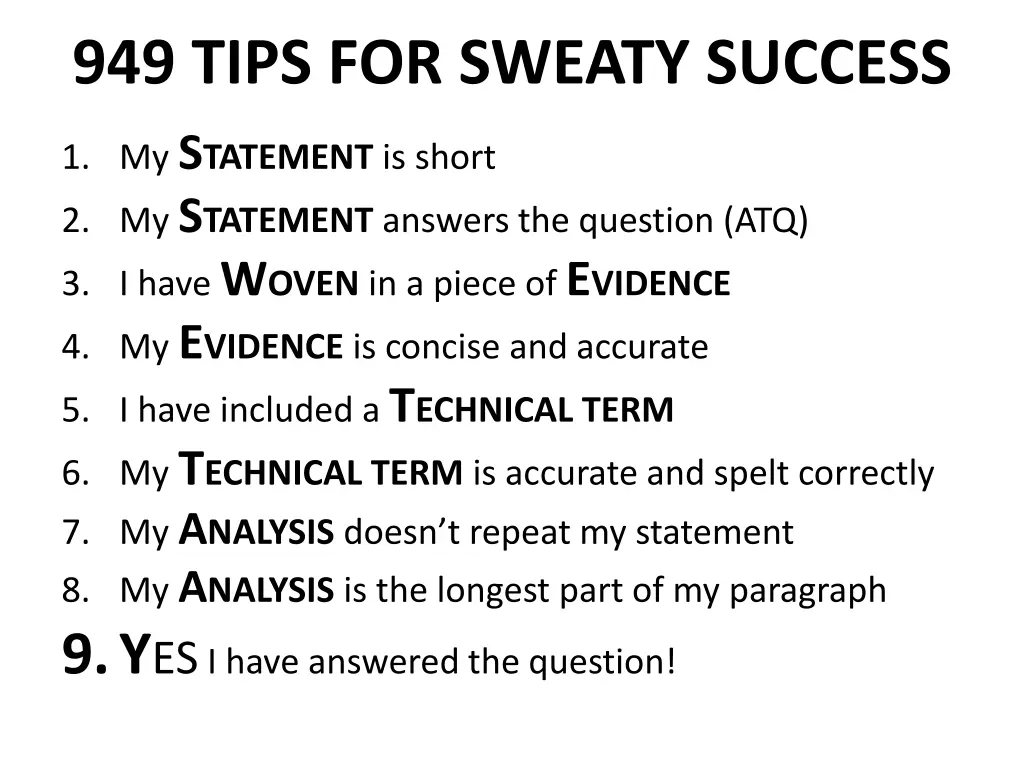 949 tips for sweaty success