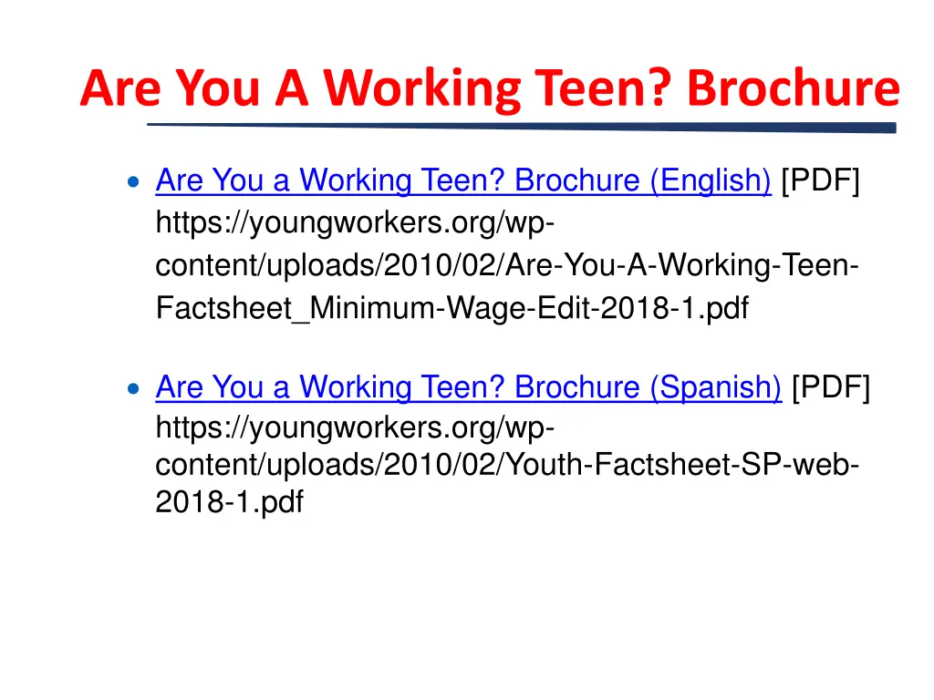 are you a working teen brochure