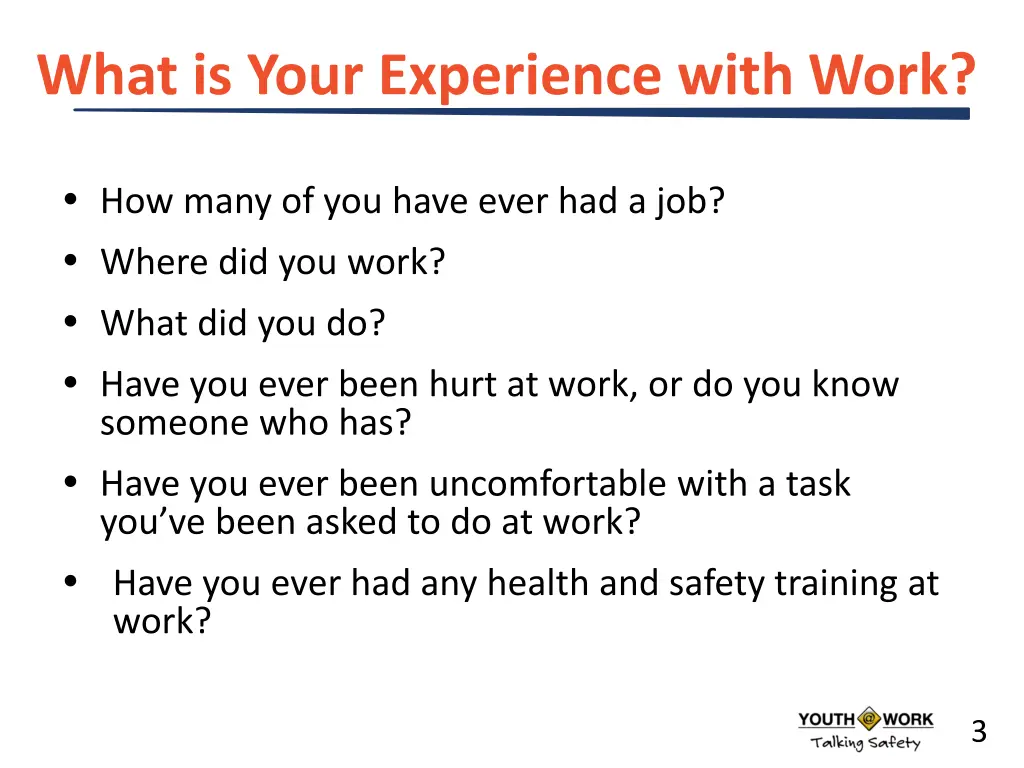 what is your experience with work