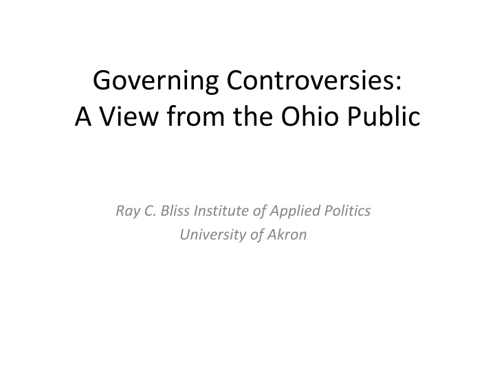 governing controversies a view from the ohio