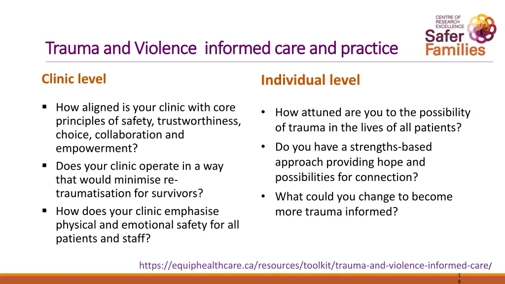 trauma and violence informed care and practice