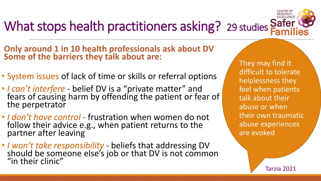 what stops health practitioners asking what stops