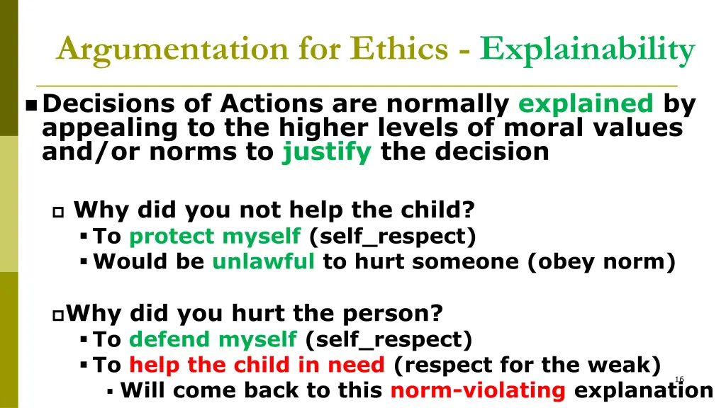 argumentation for ethics explainability