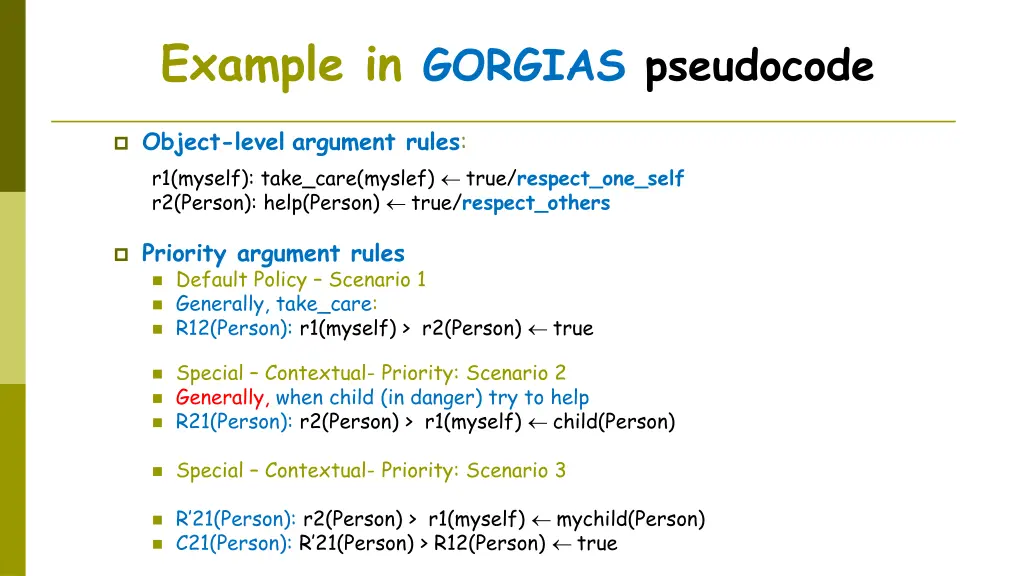 example in gorgias pseudocode