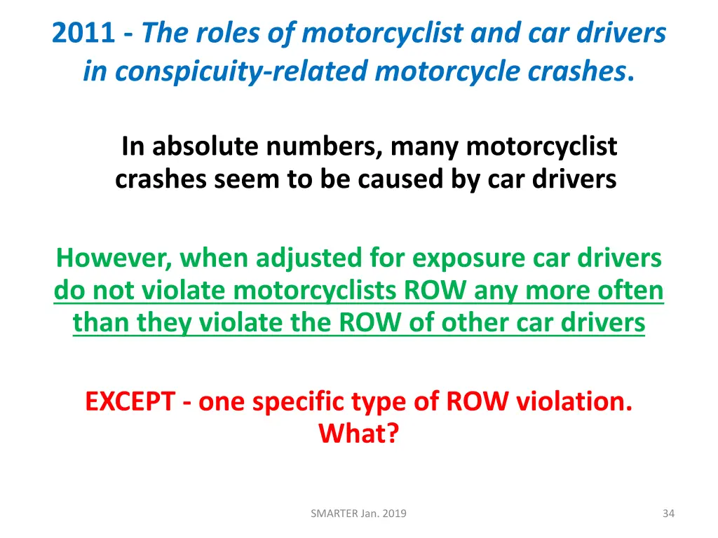 2011 the roles of motorcyclist and car drivers