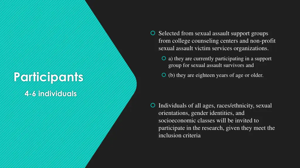 selected from sexual assault support groups from