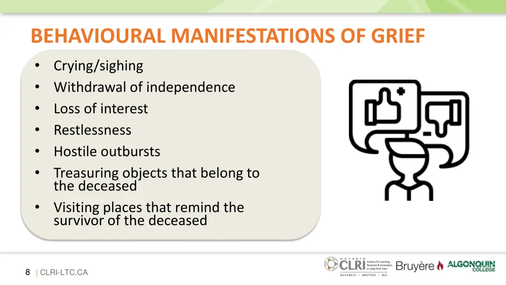 behavioural manifestations of grief