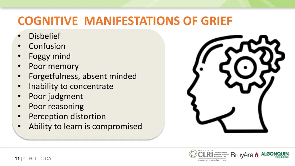 cognitive manifestations of grief disbelief