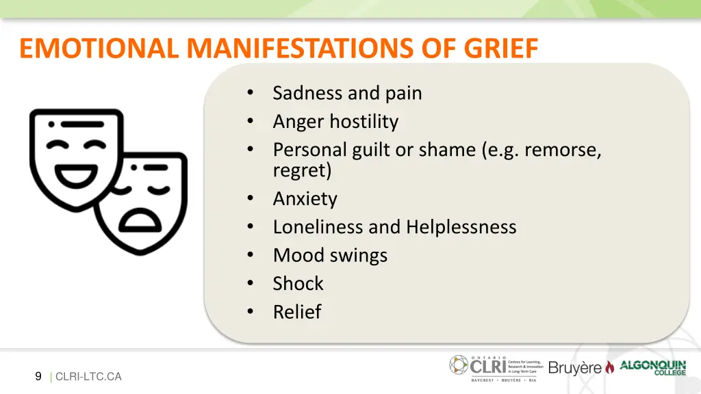 emotional manifestations of grief