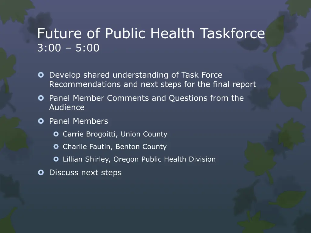 future of public health taskforce 3 00 5 00